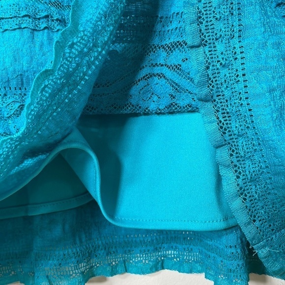 NWT. Dress Barn 16 Teal Lace Shift Dress. - Picture 7 of 12